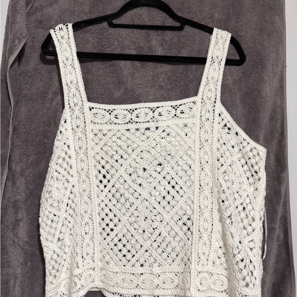 Primark White Crochet Tank Top